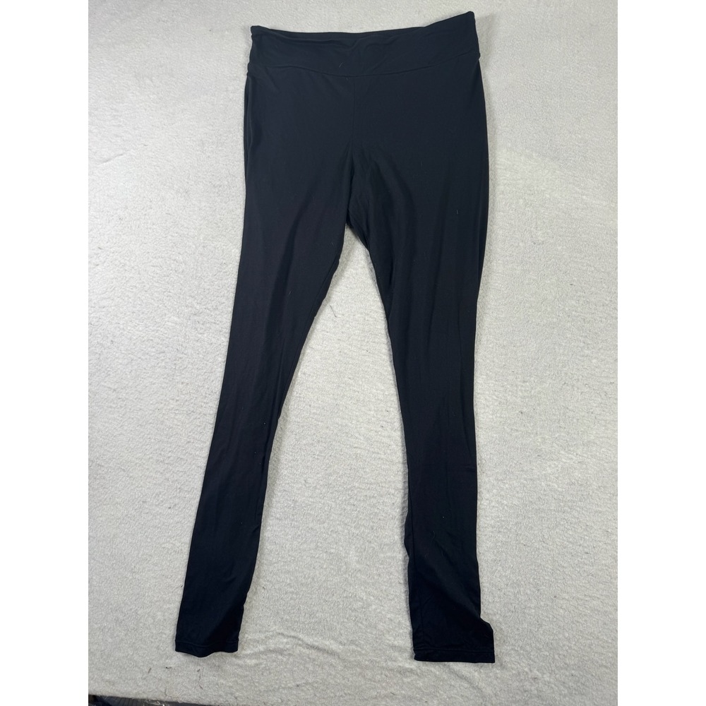 Mary Square Leggings Womens Large Black Good Solid Stretch Athleisure